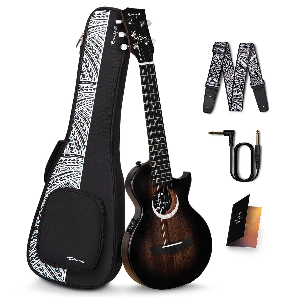 Enya Moon 5-String - Taimane Signature Black Electro-Acoustic Tenor Ukulele