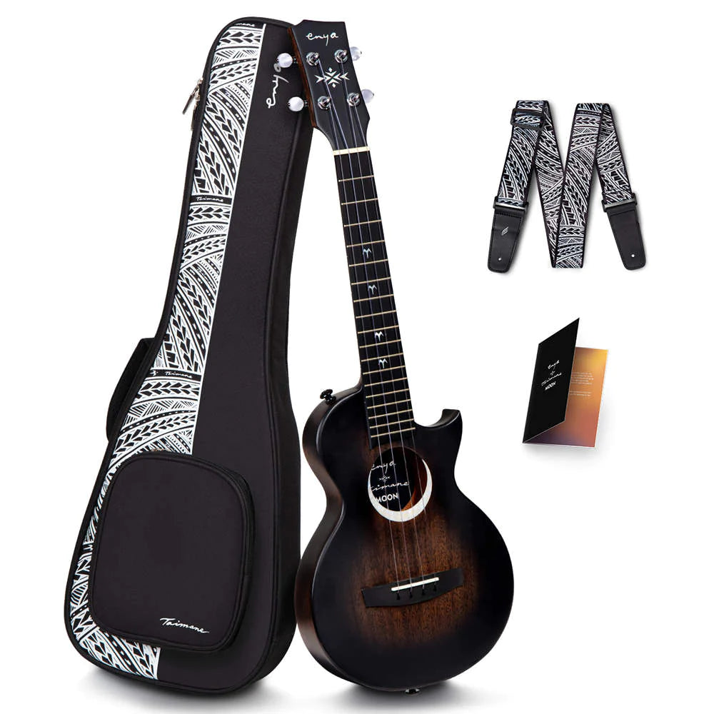 Enya Moon - Taimane Signature Black Electro-Acoustic Tenor Ukulele