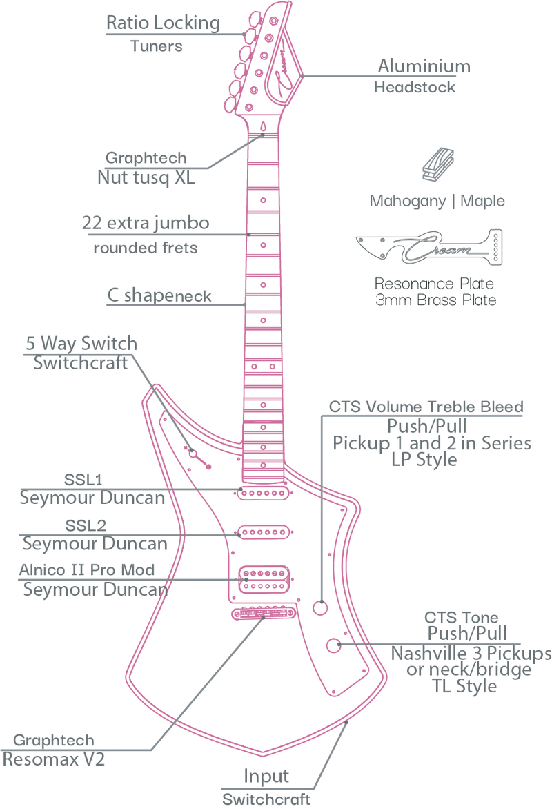 Cream Revolver Standard - Natural Flowers Guitar with Gig Bag