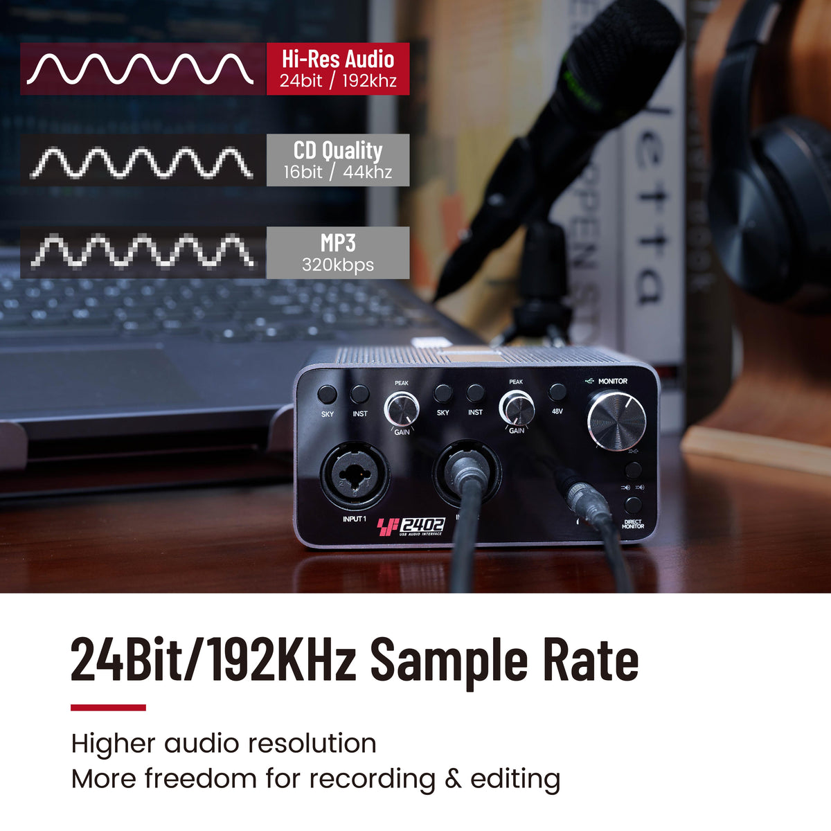 Simplefly SF2402 USB Audio Interface 2-in-2-out 24bit 192khz
