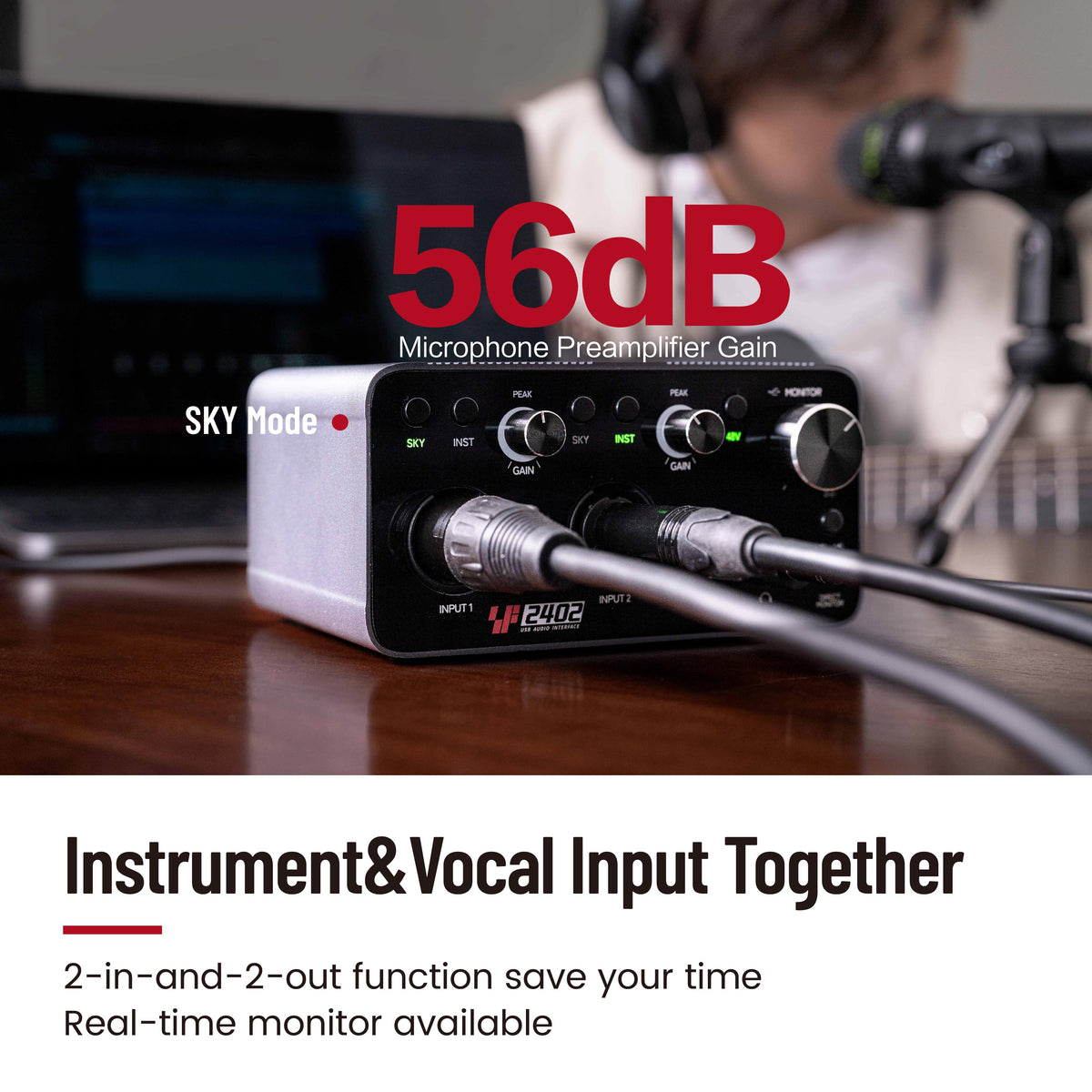 Simplefly SF2402 USB Audio Interface 2-in-2-out 24bit 192khz