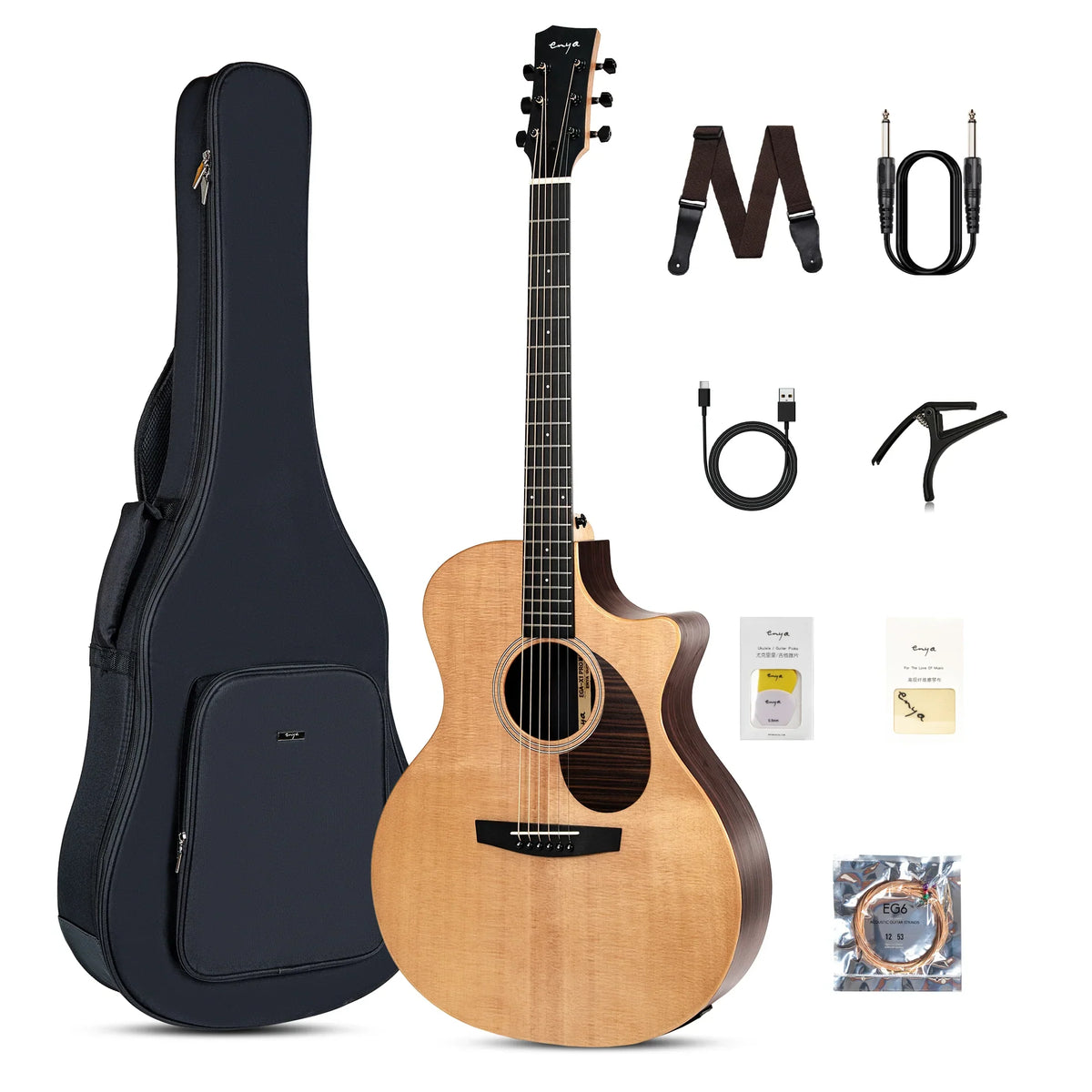 Enya EGA X1 Pro Max - 41&quot; Cutaway SP1 Electro-Acoustic Guitar