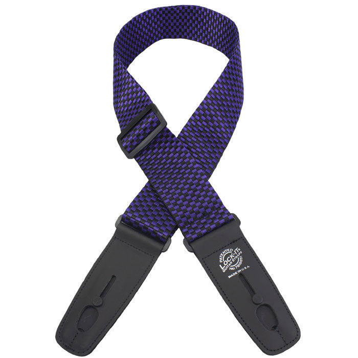 LOCK IT 2&quot; POLY CHECKER - Purple/Black Guitar Strap