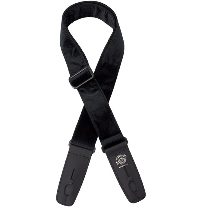 LOCK IT 2&quot; CRUSHED VELVET BLACK Guitar Strap