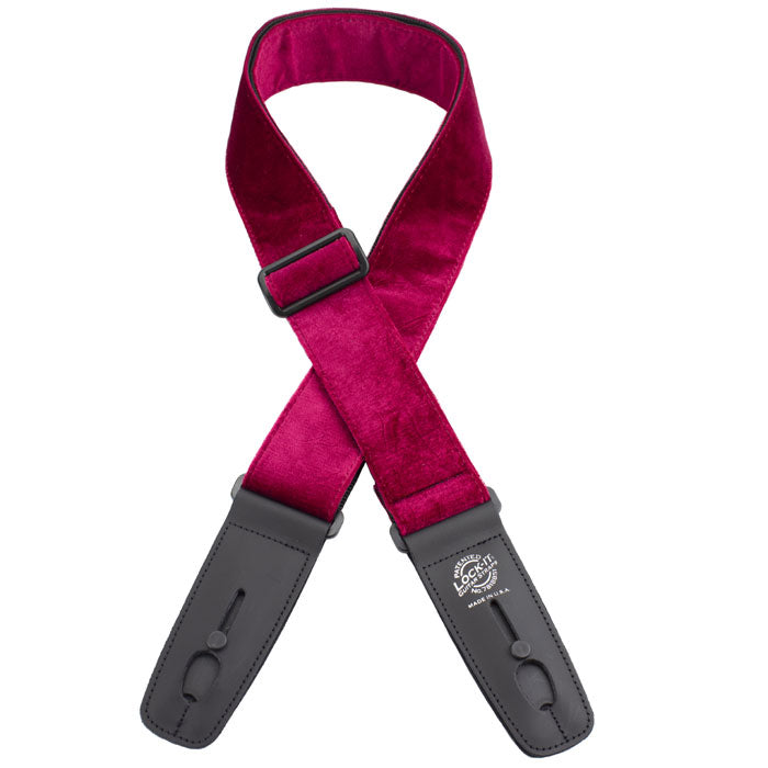 LOCK IT 2&quot; CRUSHED VELVET RED Guitar Strap