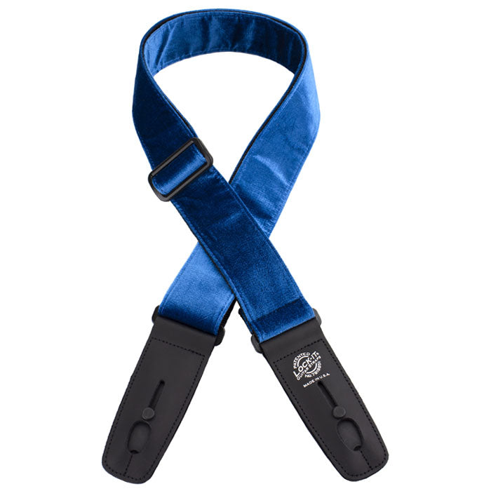 LOCK IT 2&quot; CRUSHED VELVET BLUE Guitar Strap
