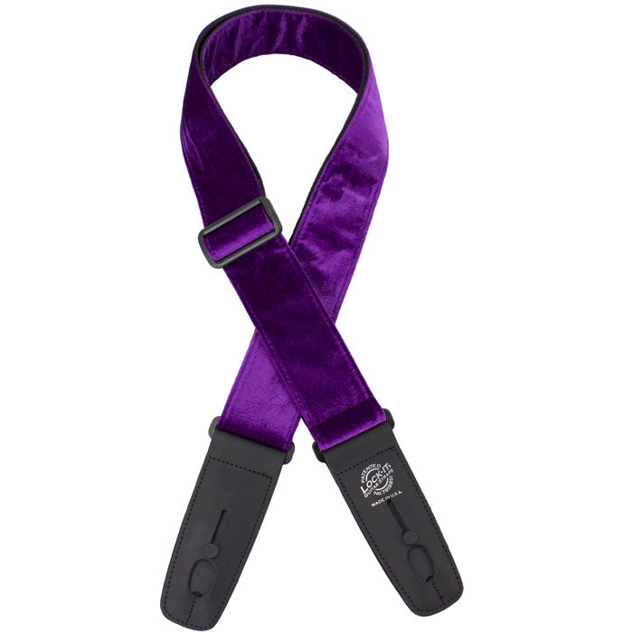 LOCK IT 2&quot; CRUSHED VELVET PURPLE Guitar Strap