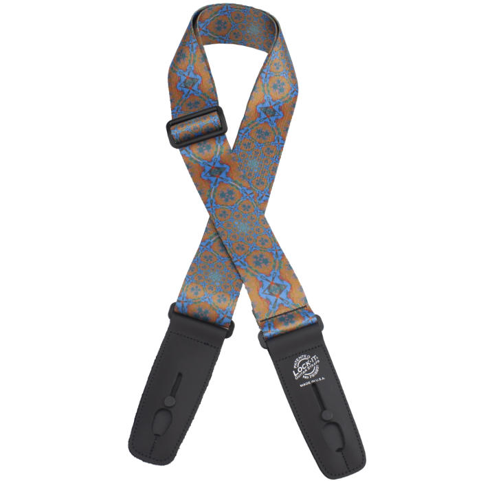 LOCK-IT 2&quot; PSYCHEDELIC ORANGE BLUE Guitar Strap