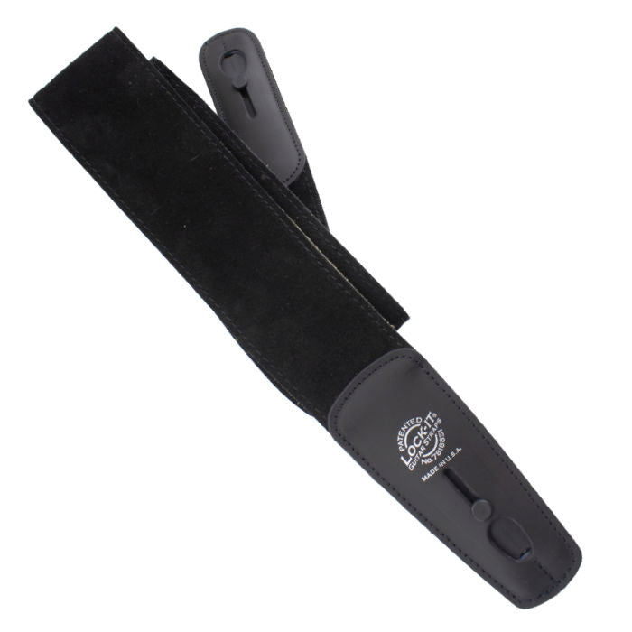 LOCK IT 2.75&quot; SUEDE BLACK Guitar Strap