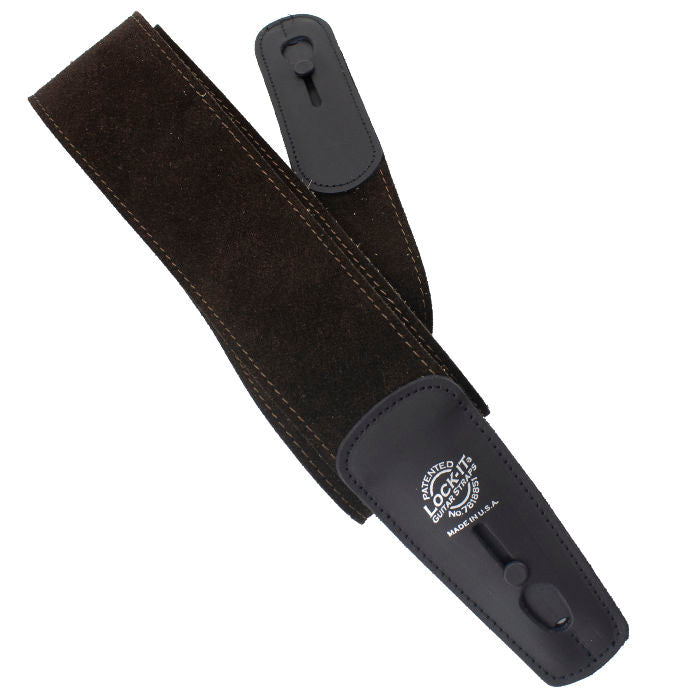 LOCK IT 2.75&quot; SUEDE CHOCOLATE Guitar Strap