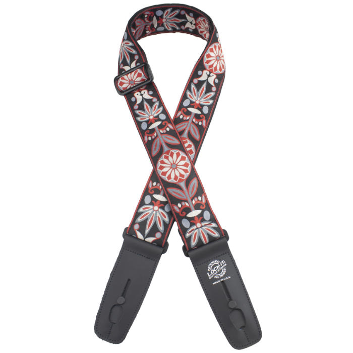 LOCK-IT 2&quot; DESIGNER VINTAGE BLACK FLORAL Guitar Strap