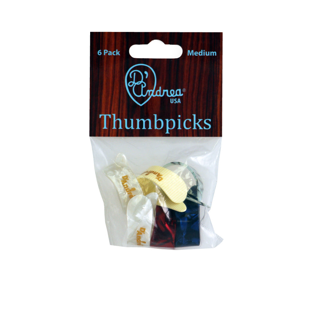 D&#39;Andrea Plectrums, Large Thumb Picks - DELUXE COLORS - 6PC