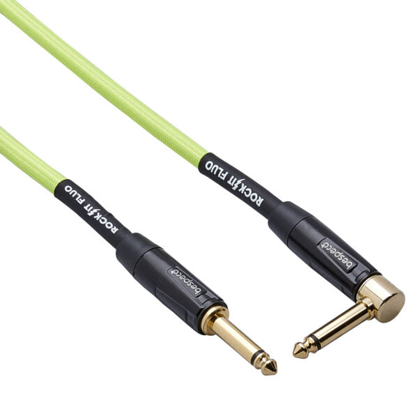 Bespeco  RKJP600FYE - 6 Metre Jack to jack Fluorescent Yellow with Angle Jack