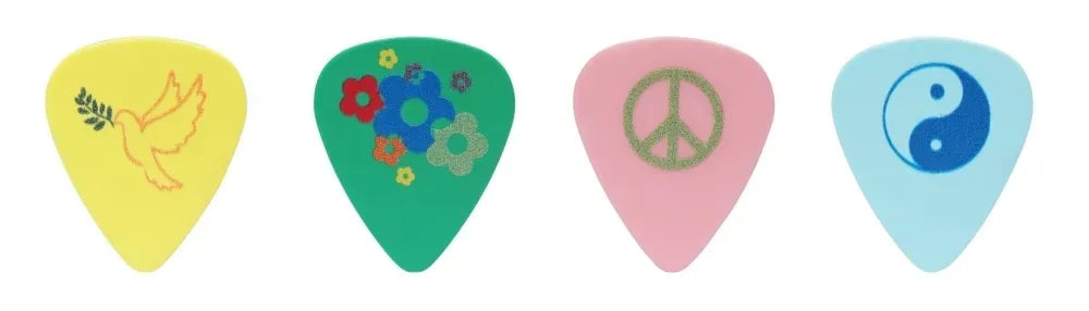 D&#39;Andrea Plectrums, 351 PEACE &amp; LOVE Assortment - Medium - 12PC Assorted