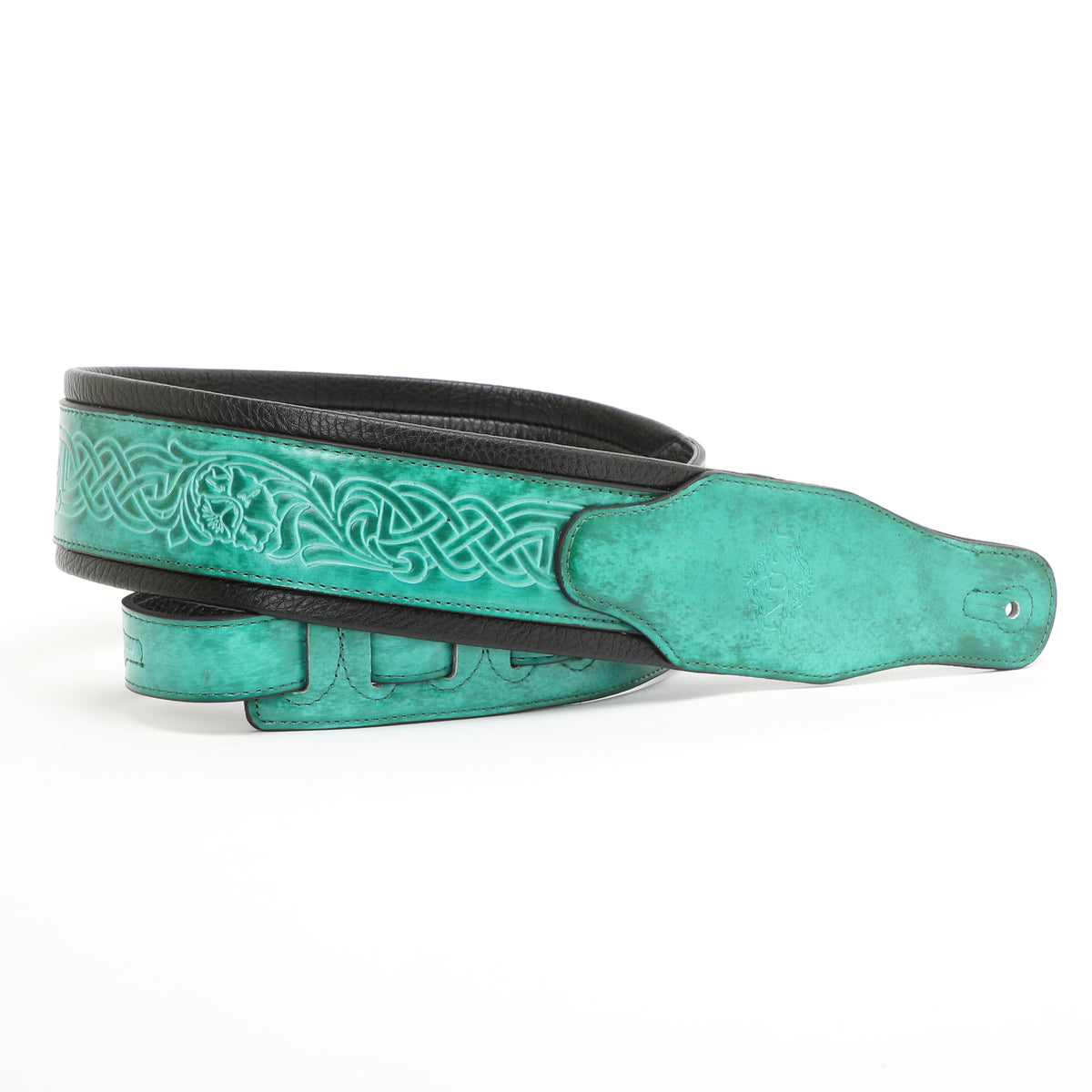 Isuzi CK01 Green Celtic Knot Leather Guitar Strap