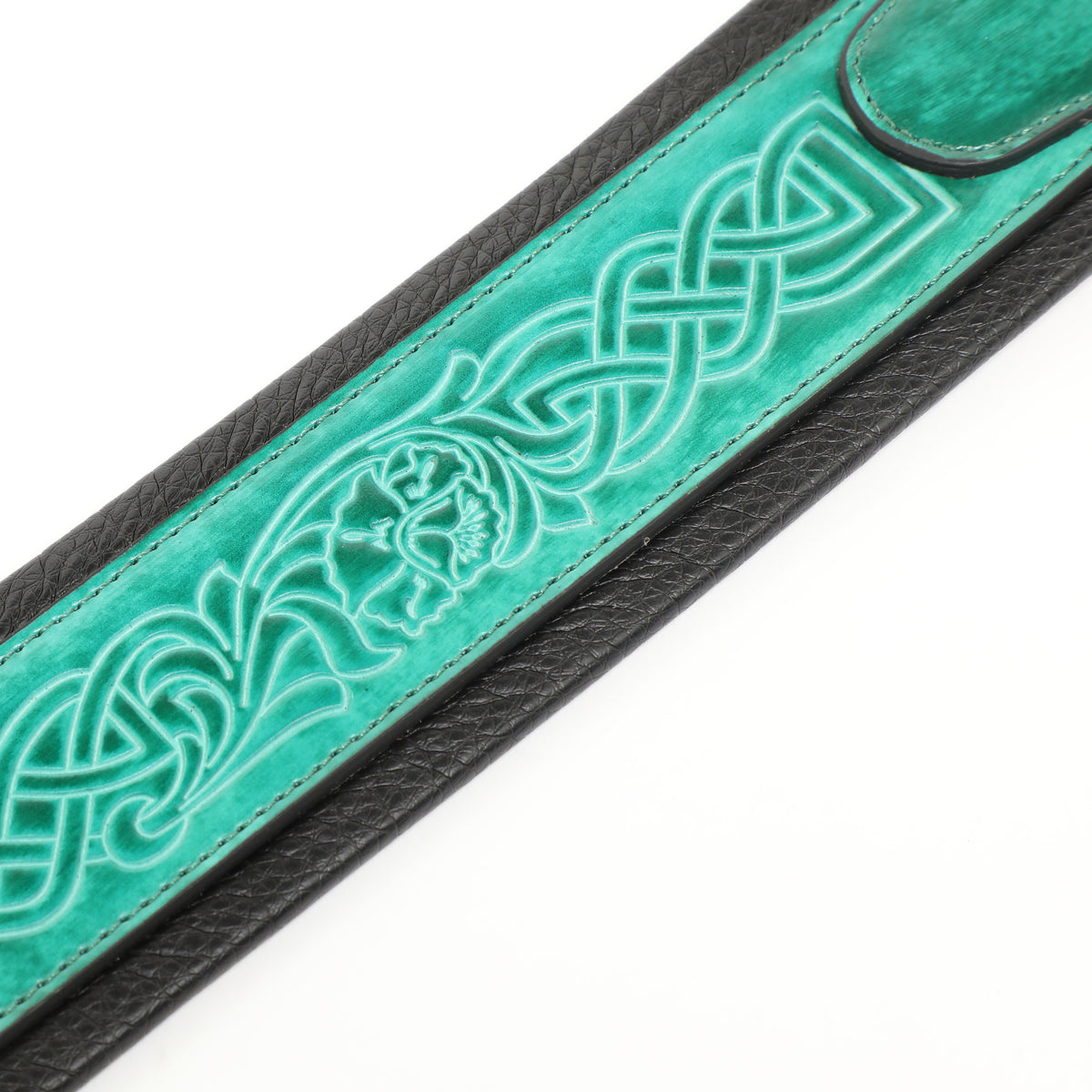 Isuzi CK01 Green Celtic Knot Leather Guitar Strap