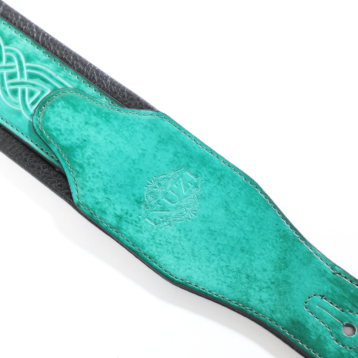 Isuzi CK01 Green Celtic Knot Leather Guitar Strap