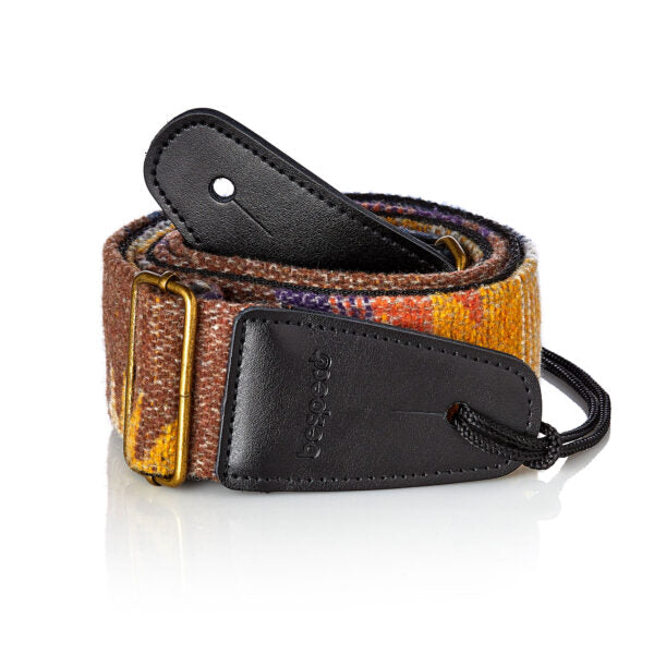 Bespeco  TCVYE Strap Jacquard Texture, Leather ends and Metal Hooks 5cm width, 82/148cm Length - Yellow