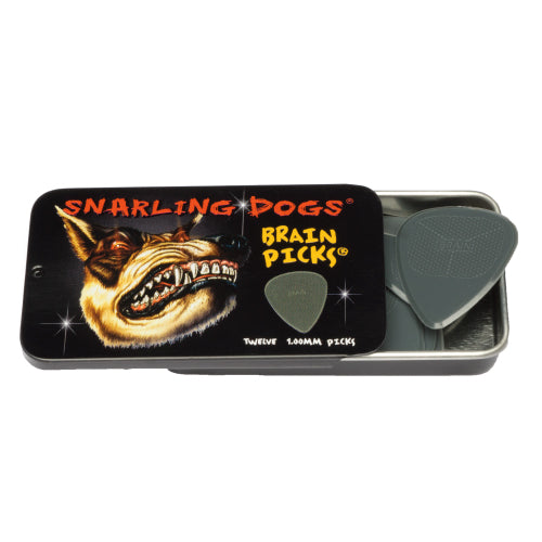 D&#39;Andrea Plectrums, Snarling Dog, 351 Brain Picks - GREY 1.0mm - 12PC TIN