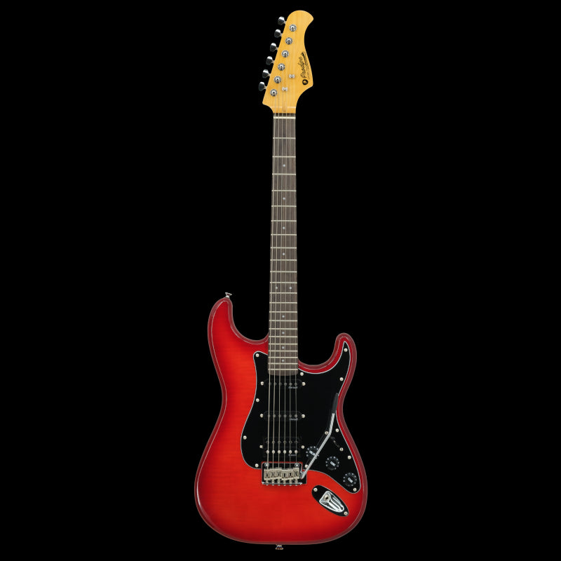 Prodipe ST93 ALDER TRD Electric Guitar HSS -  ALDER FLAME TOP Trans Red