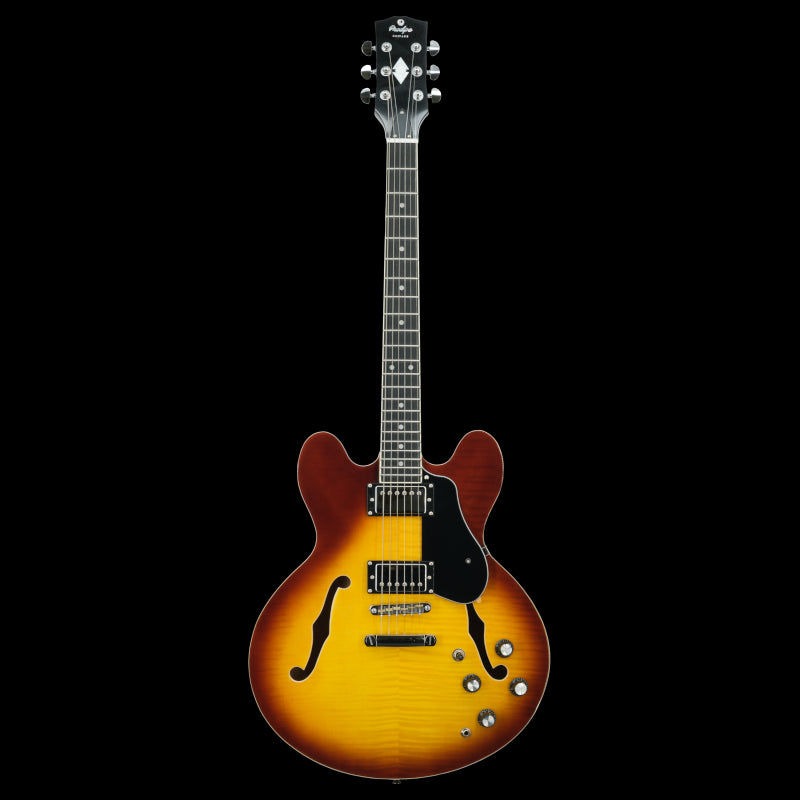 Prodipe HB85 SB2T Electric Guitar, HOLLOW BODY SUNBURST 2T + Gig bag 20mm