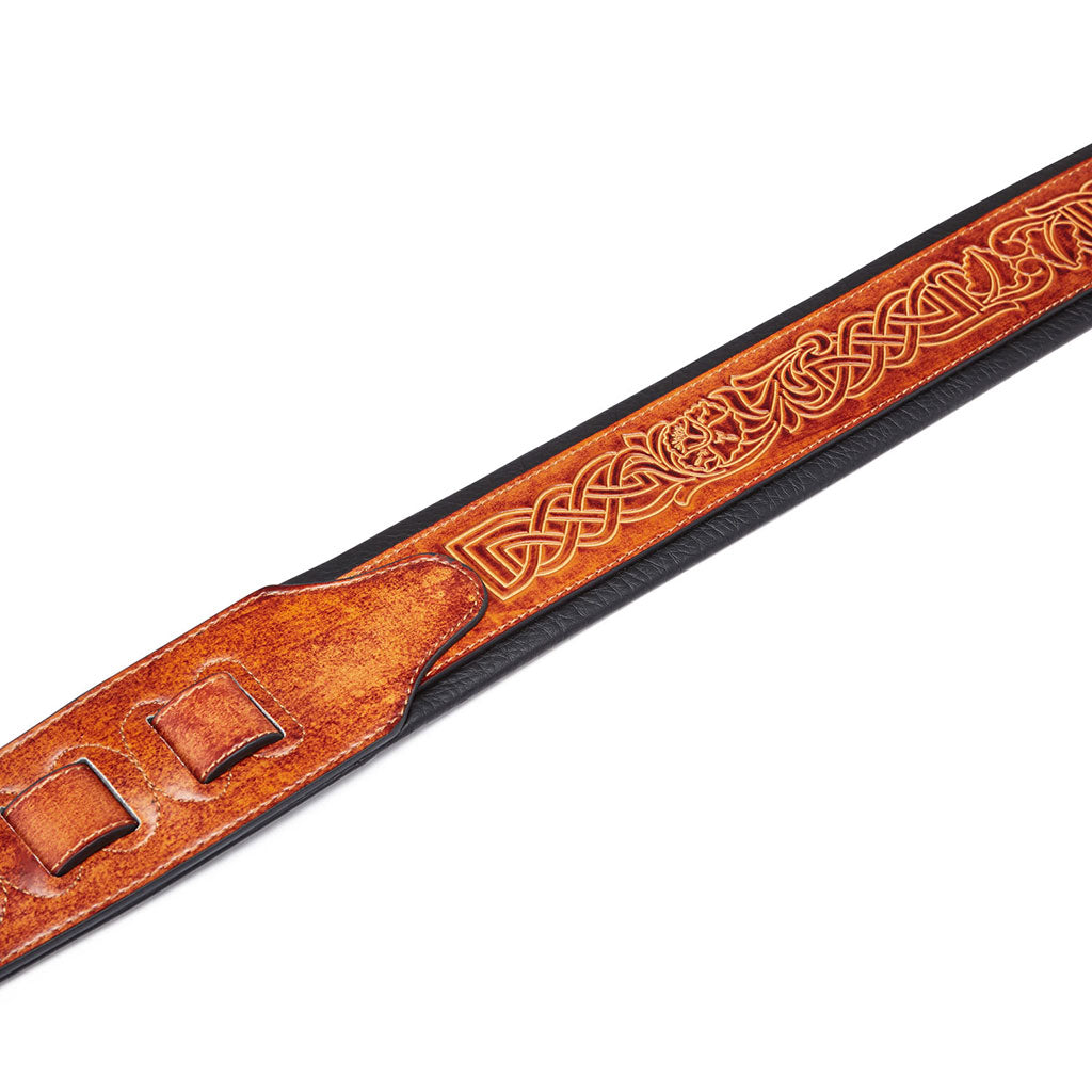 ISUZI CK-01 Light Brown Celtic knott Leather Guitar Strap