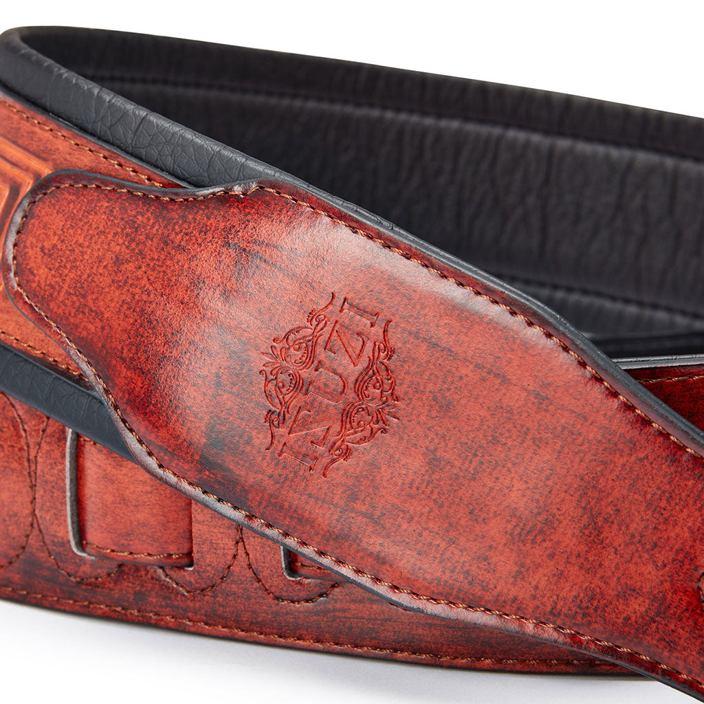 ISUZI CK01 Dark Red Celtic Knott Leather Guitar Strap