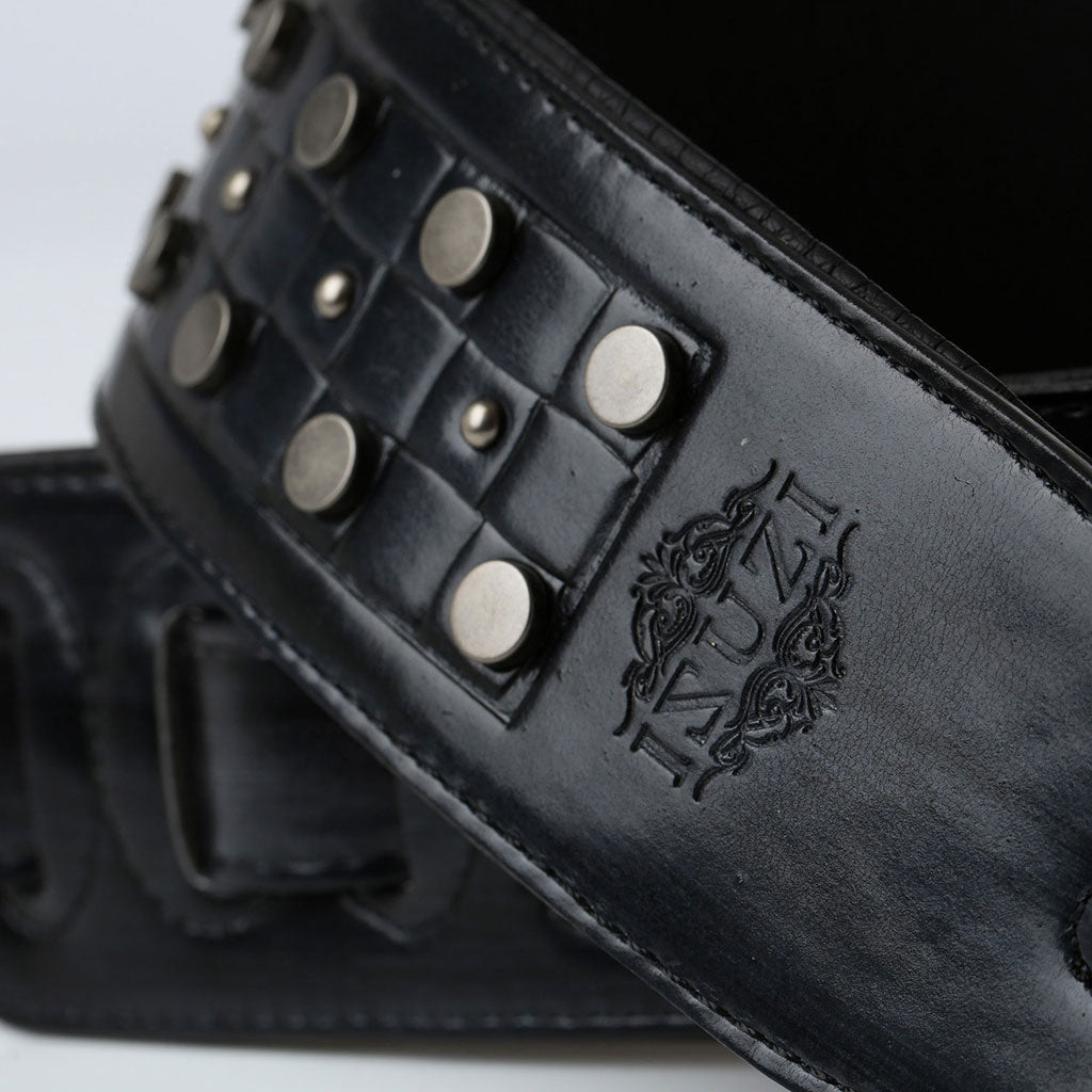 ISUZI DLX21-5 Black Garment Leather Guitar Strap