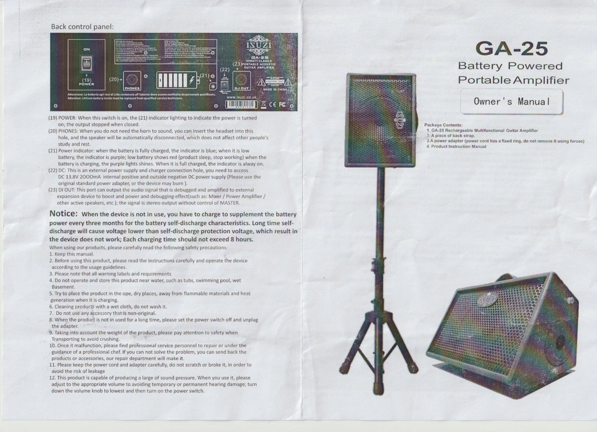 ISUZI GA-25 Portable Guitar &amp; Uke Amp