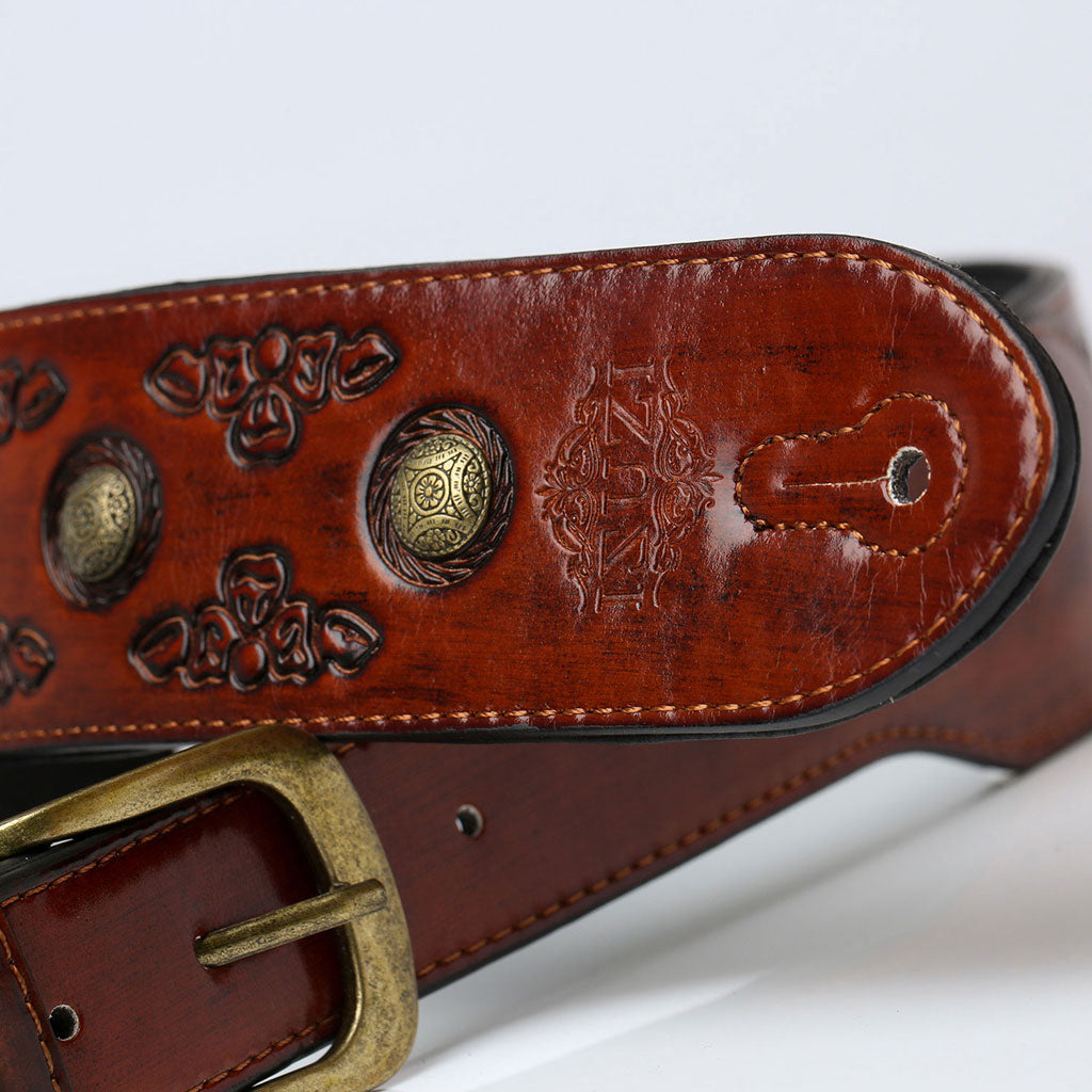 ISUZI VPB20-2 Orange Leather Guitar Strap