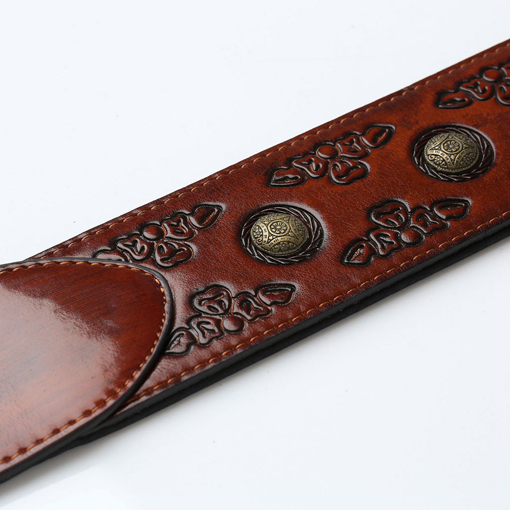 ISUZI VPB20-2 Orange Leather Guitar Strap