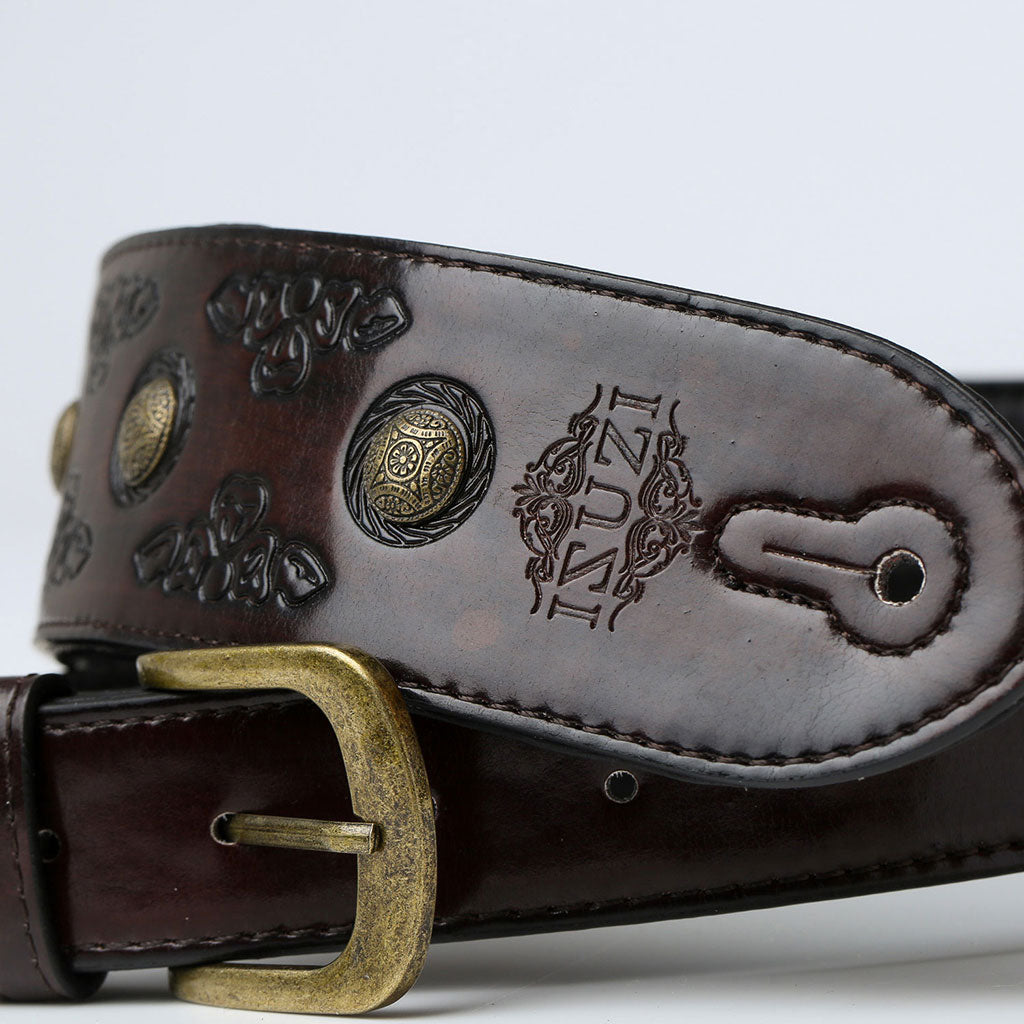 ISUZI VPB20-3 Dark Red Leather Guitar Strap