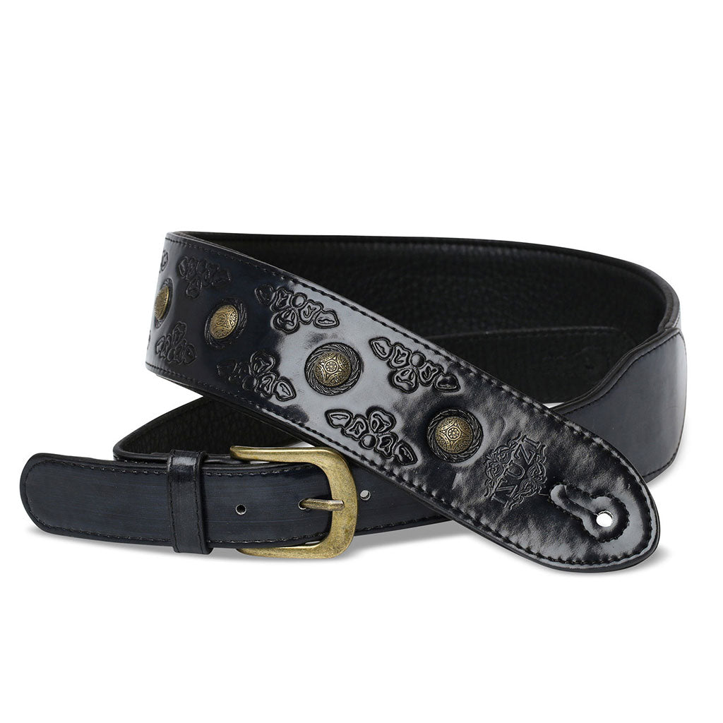 ISUZI VPB20-6 Black Leather Guitar Strap