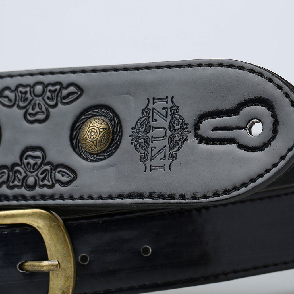 ISUZI VPB20-6 Black Leather Guitar Strap