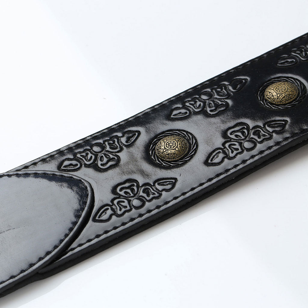 ISUZI VPB20-6 Black Leather Guitar Strap